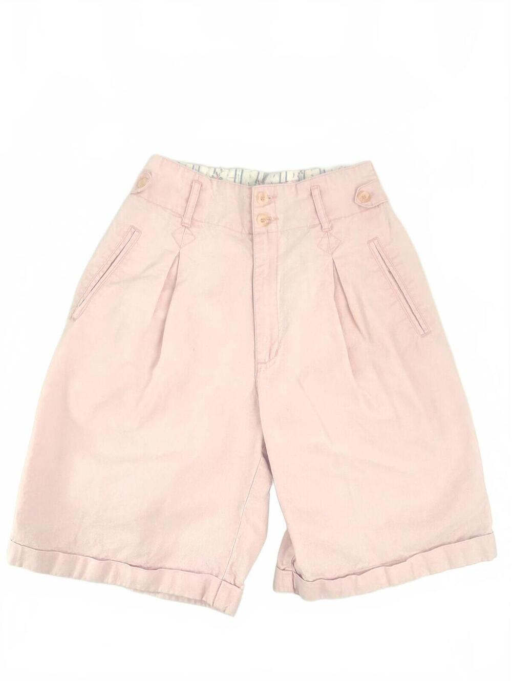Paris‎ Sport Club | Vintage Light Pink Pleated Long Baggy Hi Rise Shorts Size 4
